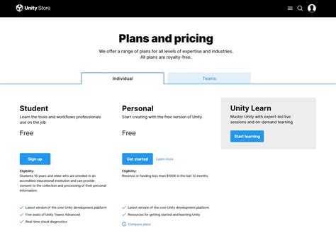 Unity Plans & Pricing .